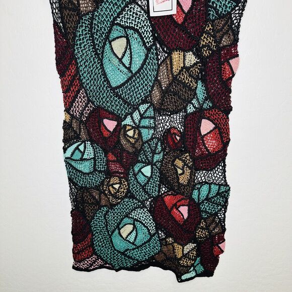 Lim’s 1980’s Vintage Hand Crocheted Jewel Tone Abstract Dress Large - Picture 3 of 6